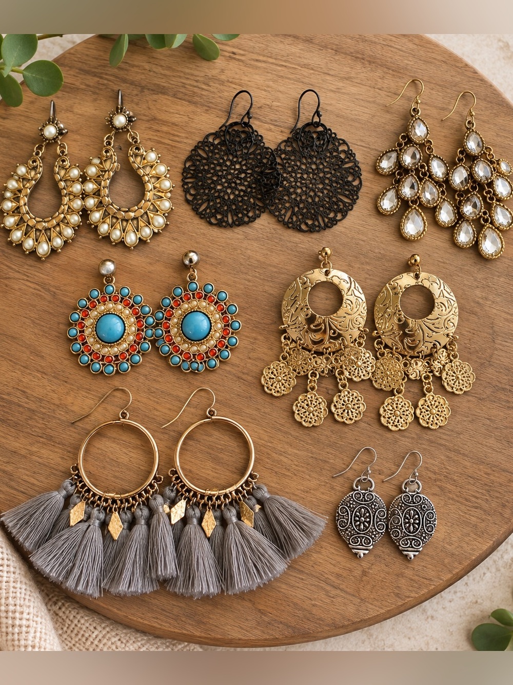 7-Pair Boho Statement Earring Lot | Vintage + Modern Mixed Bundle